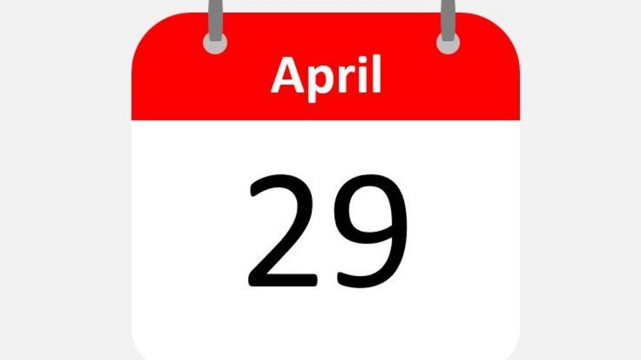 Abbildung eines Kalenderblatts mit dem Datum 29. April